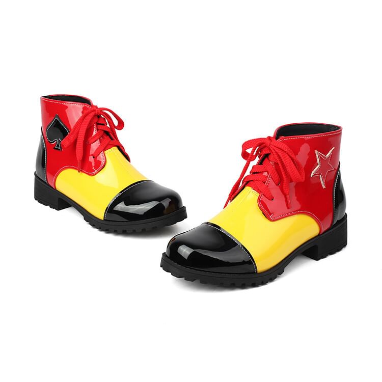 Short Star Boots Lace-Up Applique