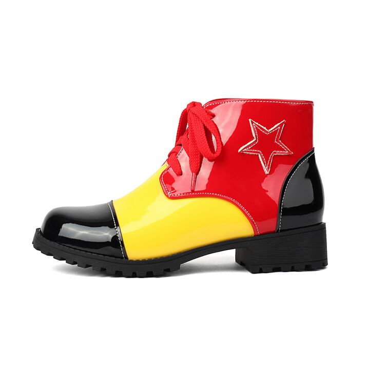 Short Star Boots Lace-Up Applique