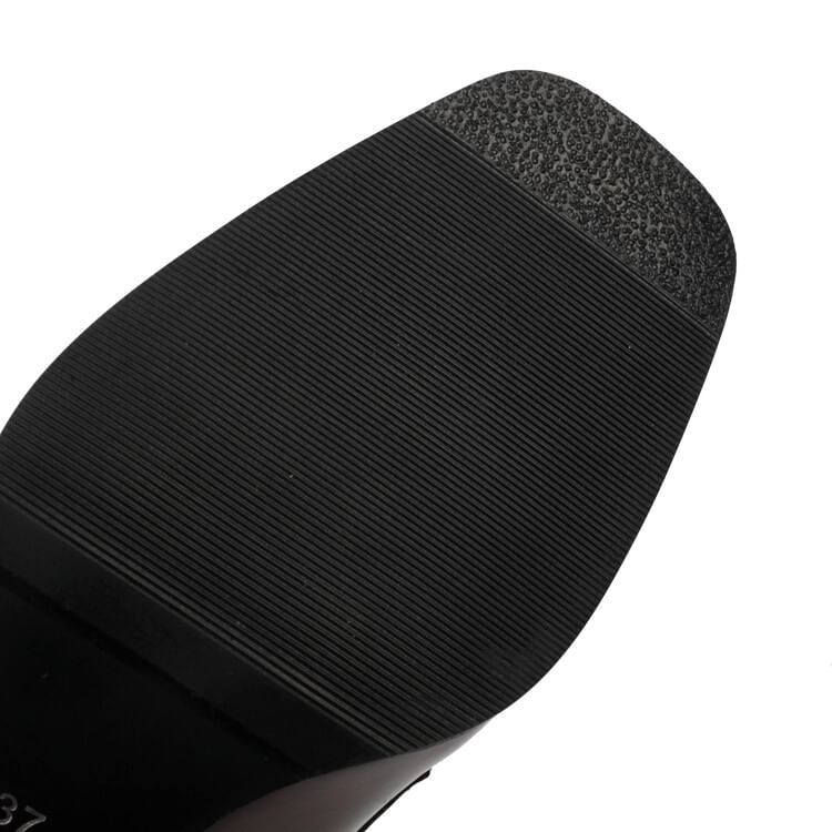 Chunky Faux Loafers Leather Penny Heel