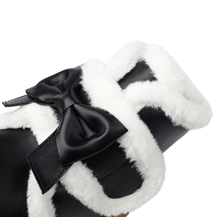 Bow Fluffy Trim Platform Short Boots