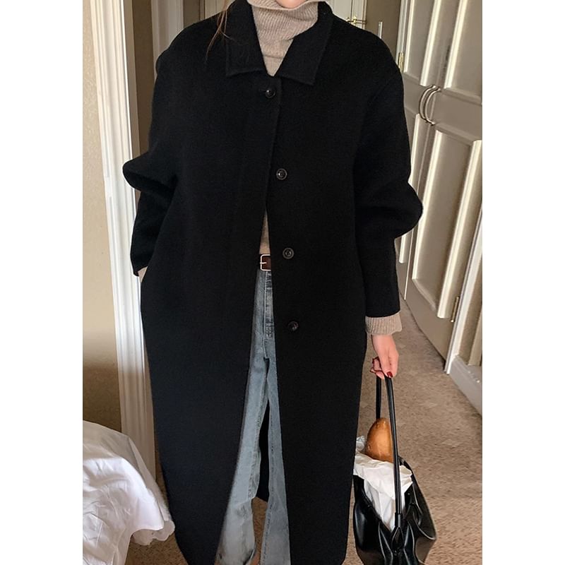 Plain Maxi Single-Breasted Coat