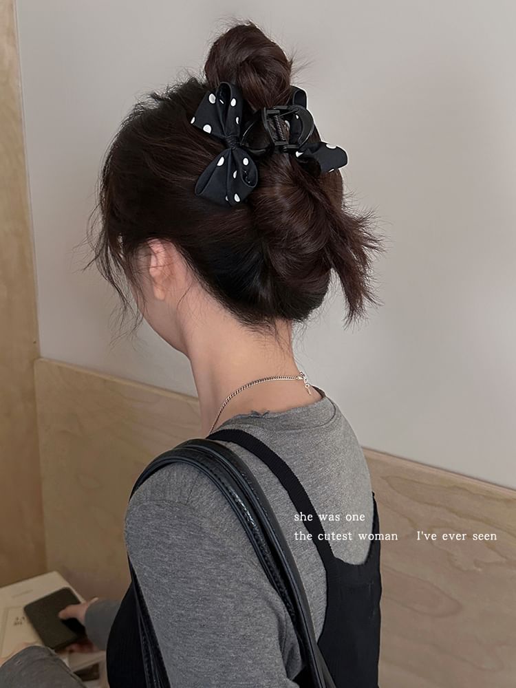 Dotted Bow Hair Claw