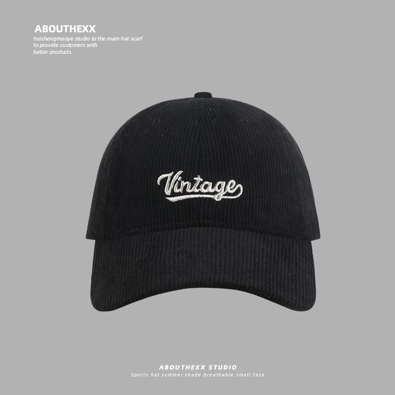 Corduroy Cap Lettering Embroidered Baseball