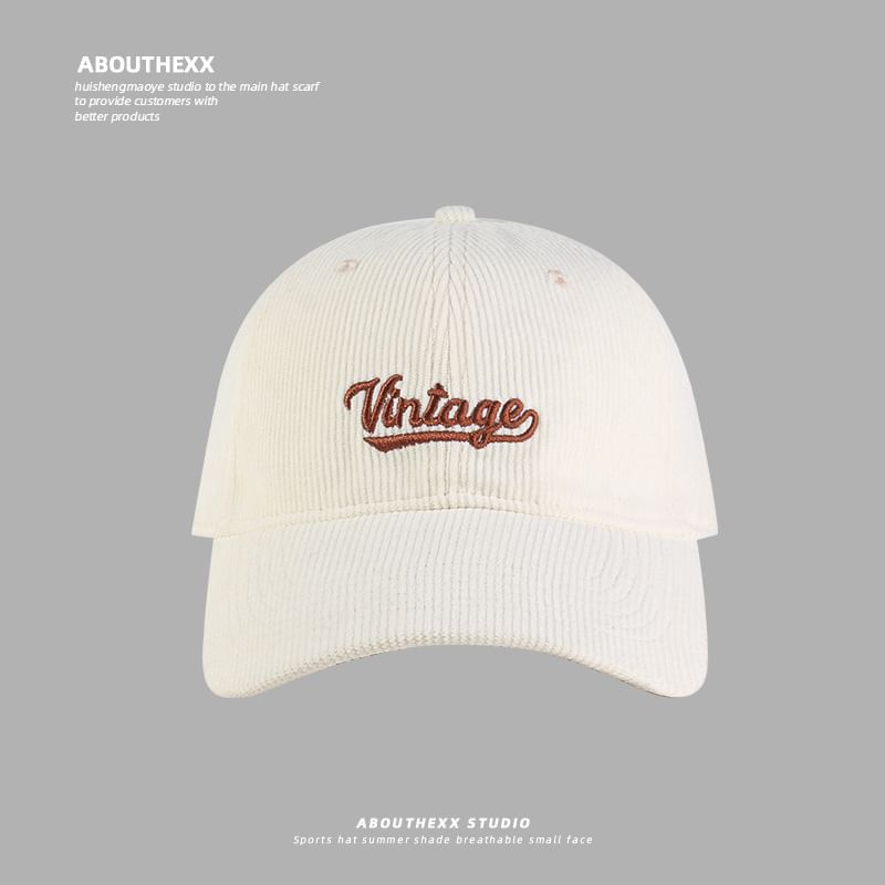 Corduroy Cap Lettering Embroidered Baseball
