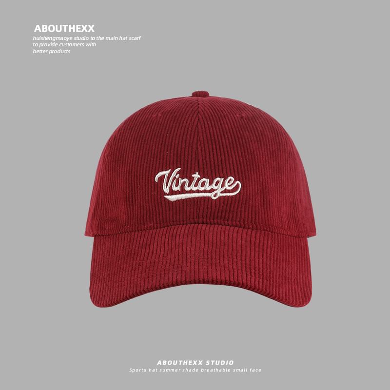 Corduroy Cap Lettering Embroidered Baseball