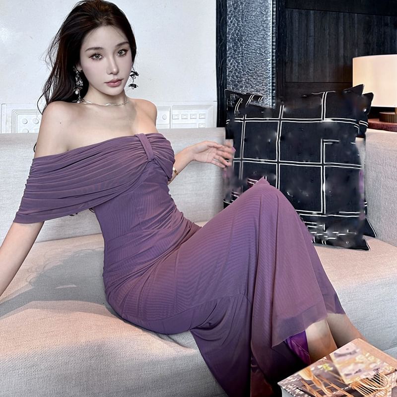 Dress Bow Midi Sheath Plain Strapless