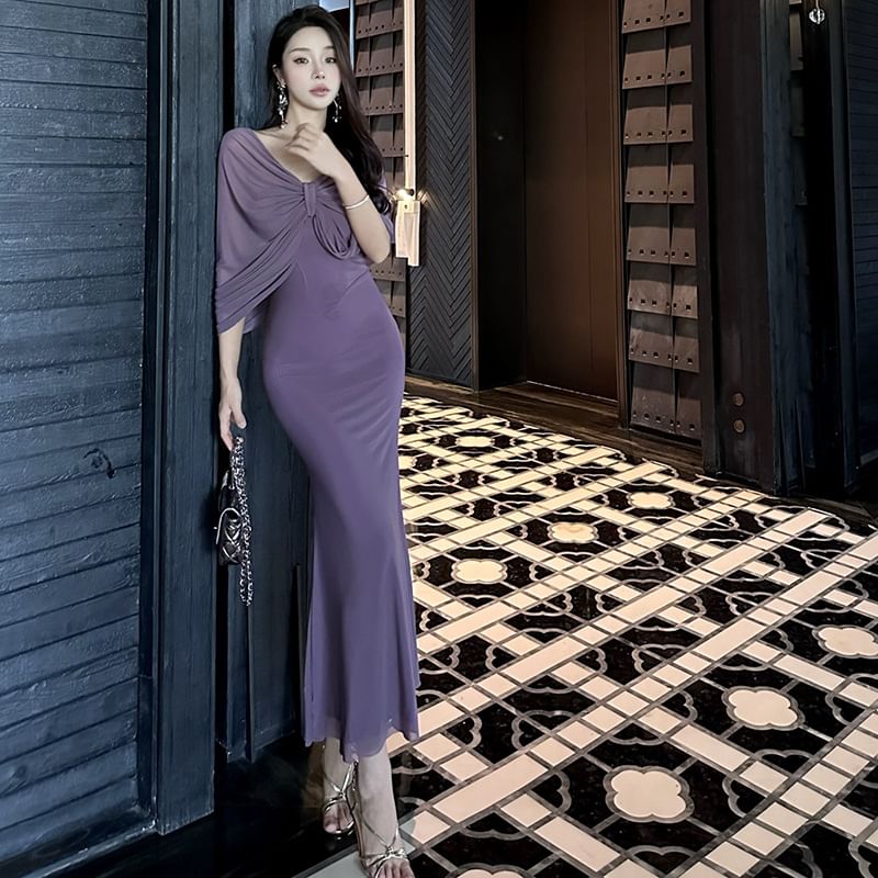 Dress Bow Midi Sheath Plain Strapless