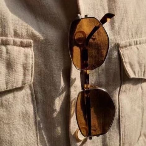 Frame Geometric Metal Sunglasses