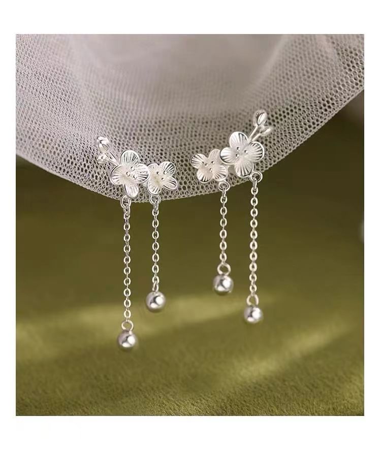 925 Sterling Silver Flower Drop Earring