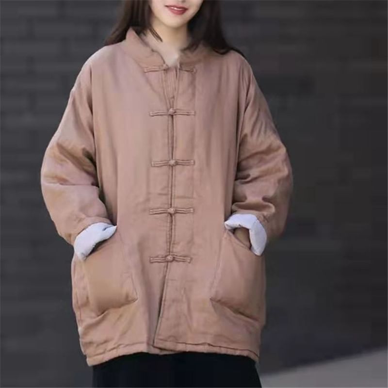 Plain Frog-Button Single-Breasted Jacket