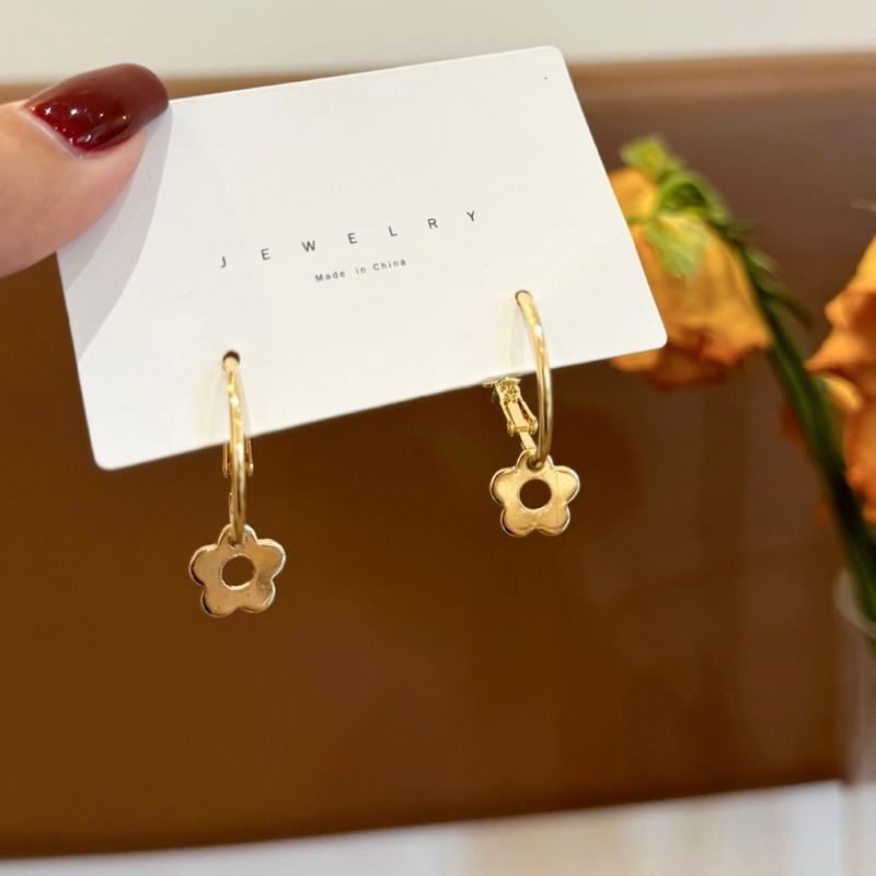 Hoop Earring Silver Sterling Floral