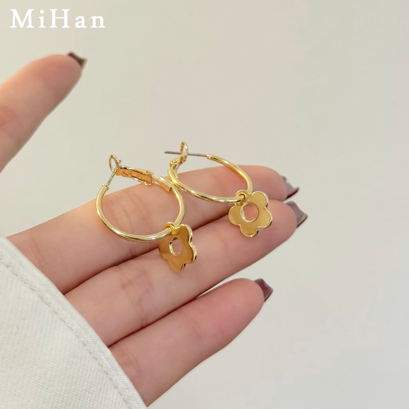 Hoop Earring Silver Sterling Floral