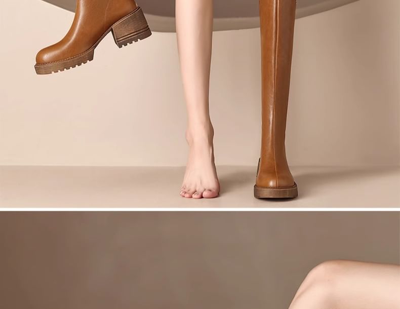 Platform High Boots Knee Studded