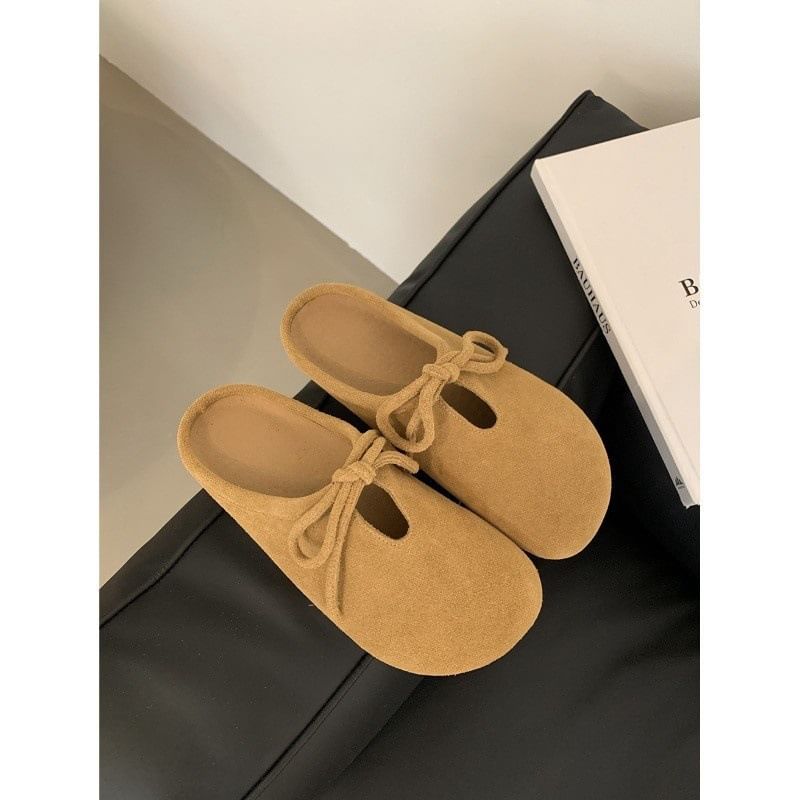 Mules Suede Bow Faux
