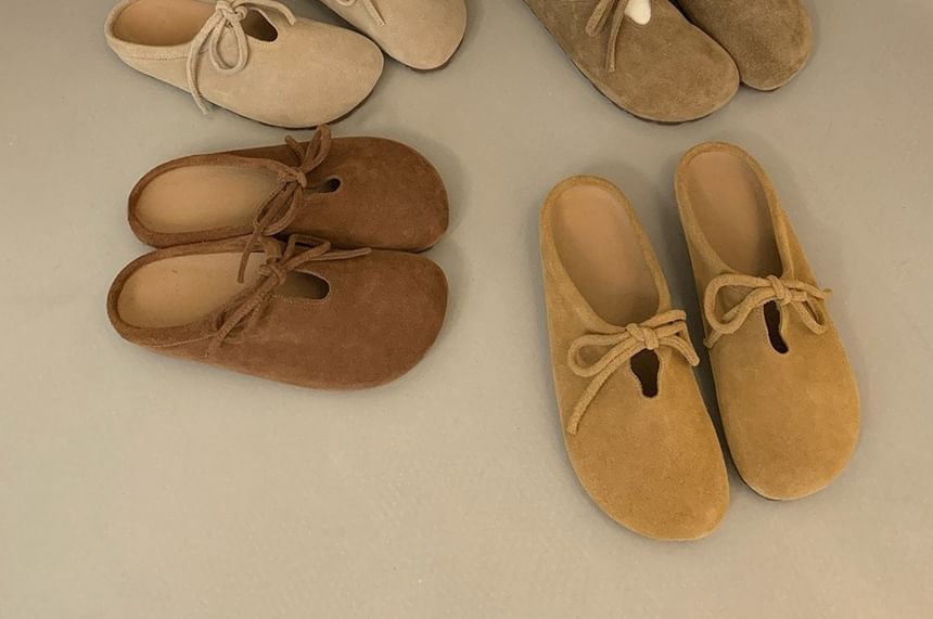 Mules Suede Bow Faux