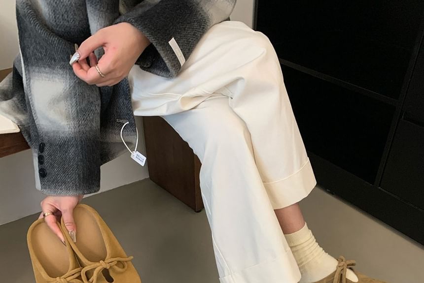 Mules Suede Bow Faux