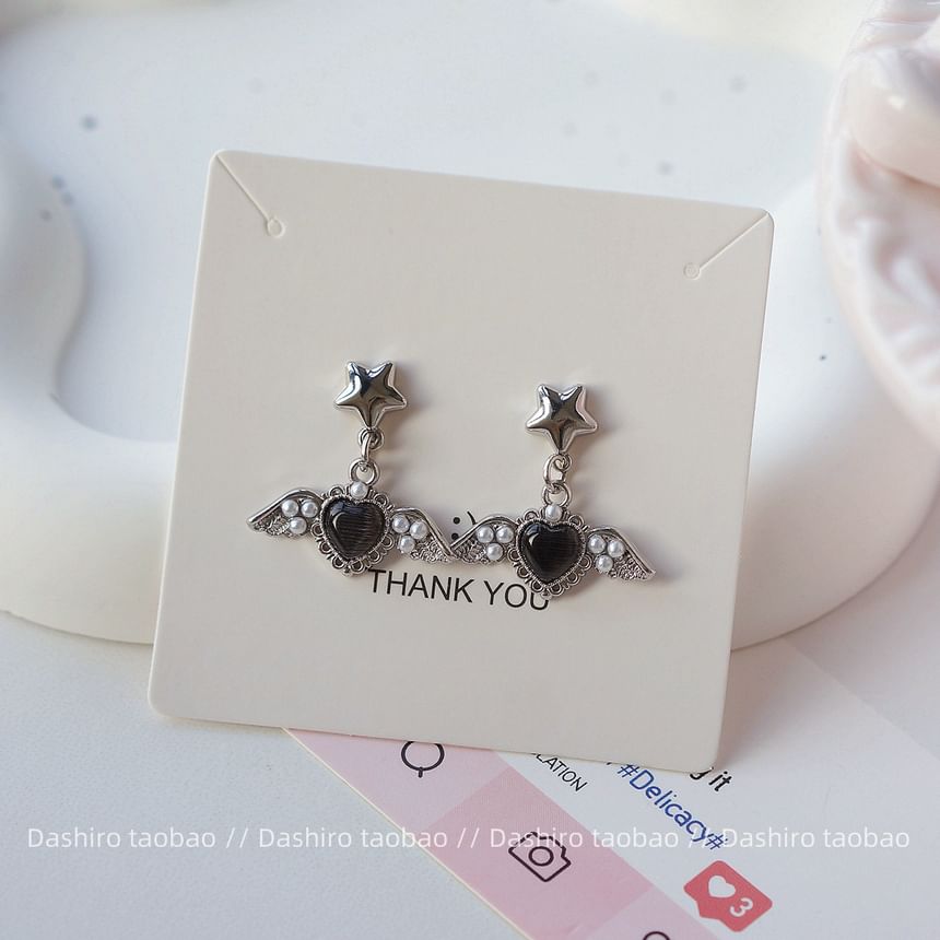 Heart Gemstone Drop Earring / Clip-On Earring