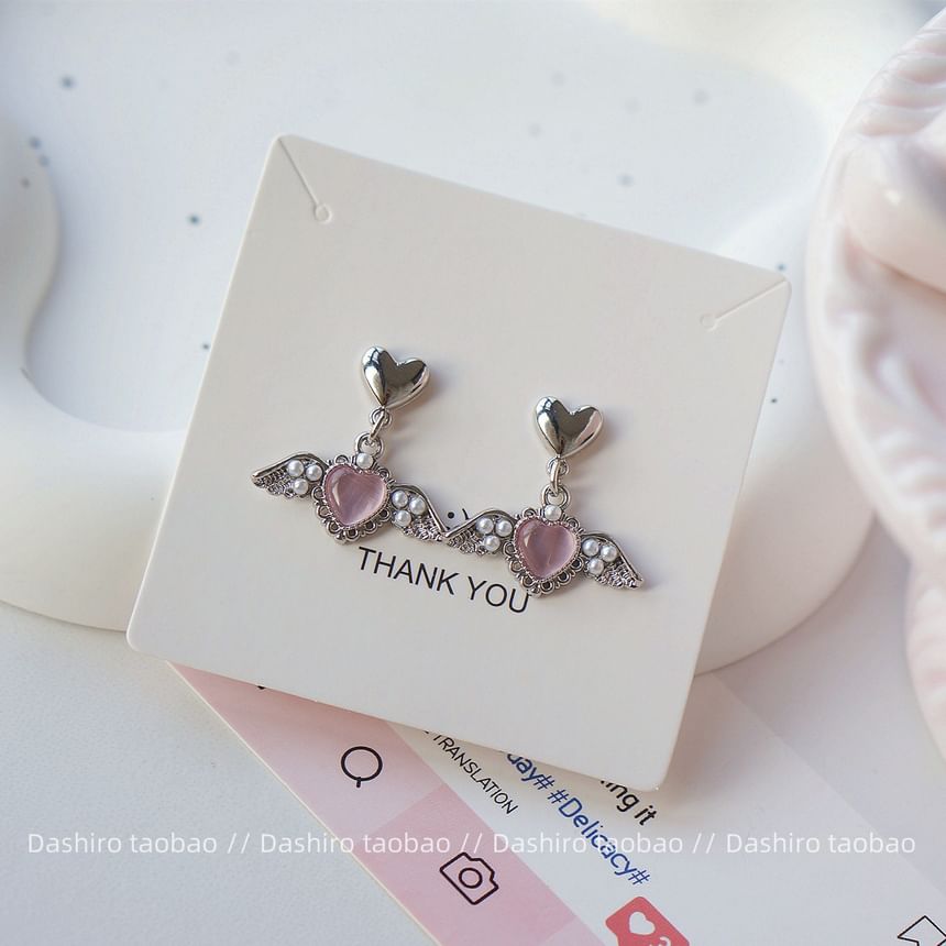 Heart Gemstone Drop Earring / Clip-On Earring