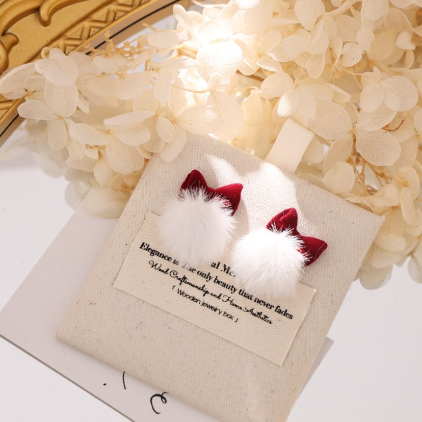 Earring Pom Drop Bow