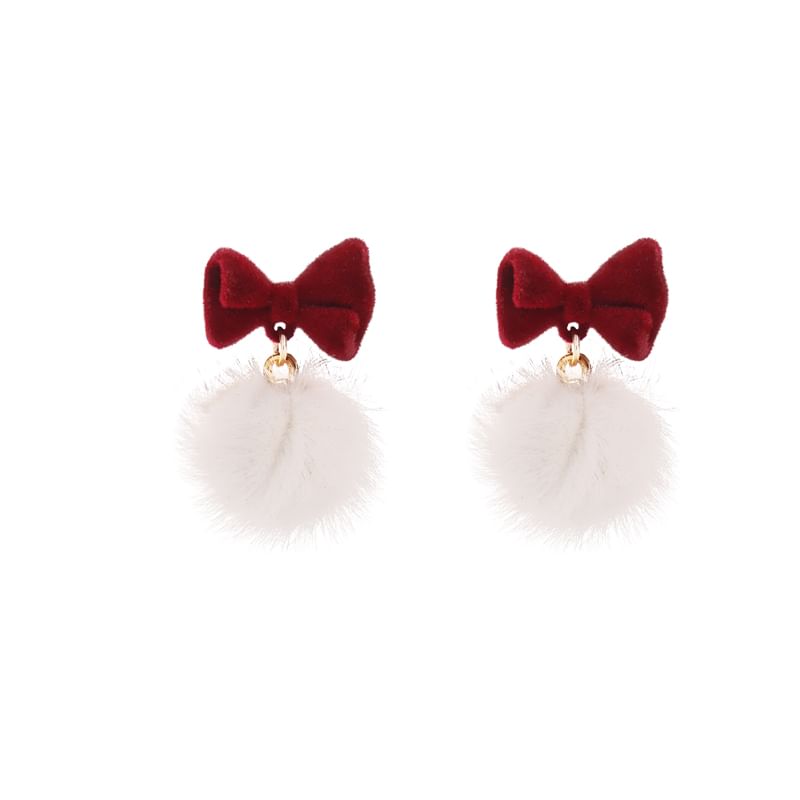 Earring Pom Drop Bow