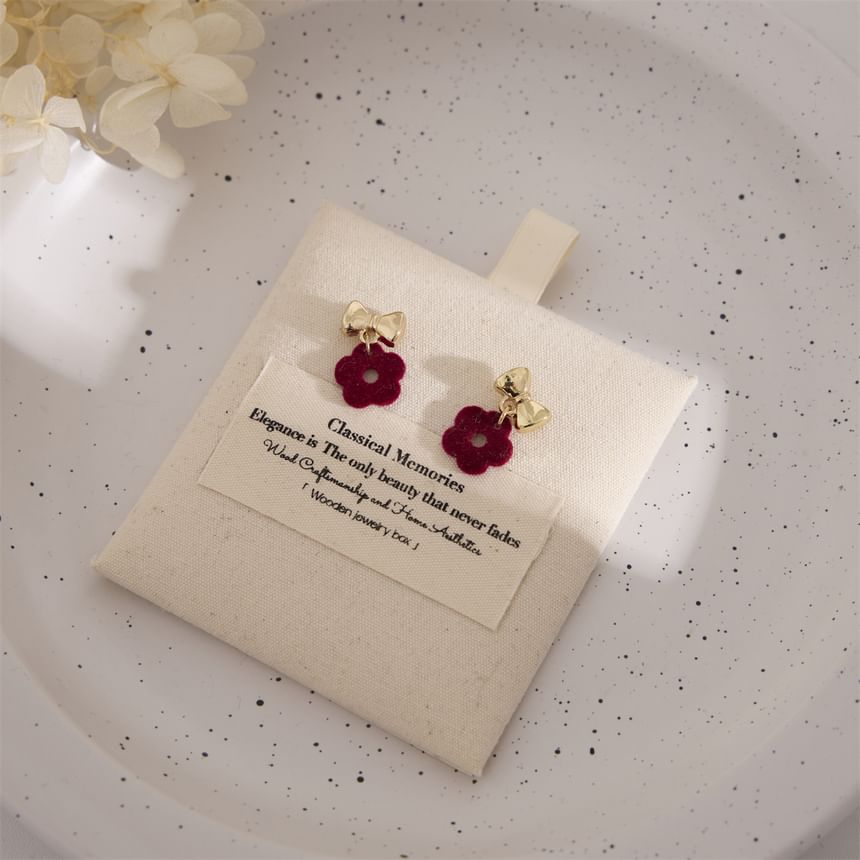 / Bow Floral Drop Clip-On Earring