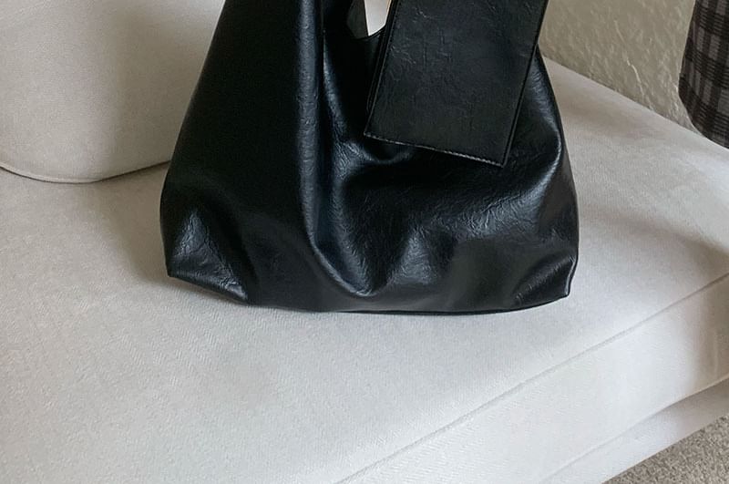 Faux Tote Leather Plain With Bag Pouch