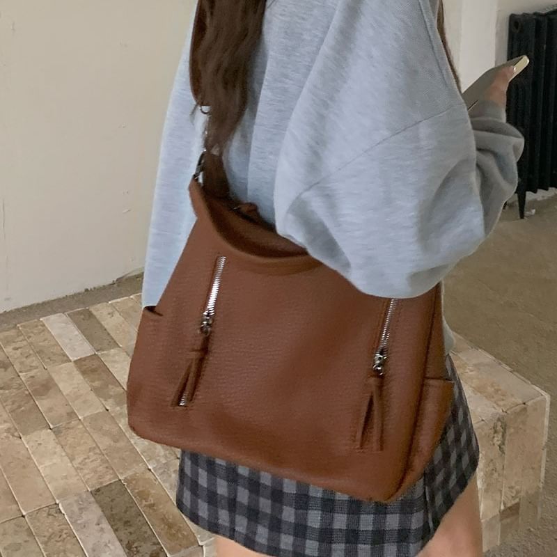 Leather Shoulder Faux Bag Tassel