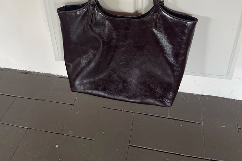 Faux Bag Tote Leather Plain