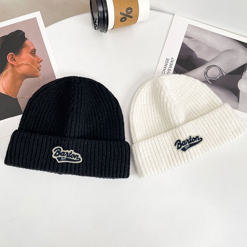 Beanie Lettering Knit Applique