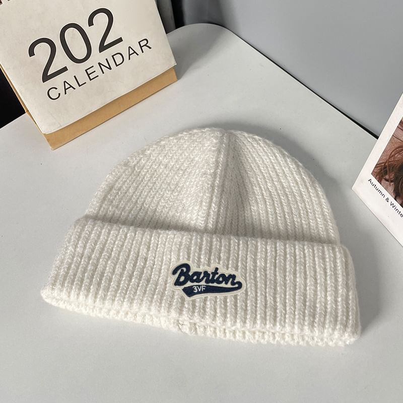 Beanie Lettering Knit Applique