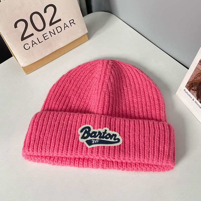 Beanie Lettering Knit Applique
