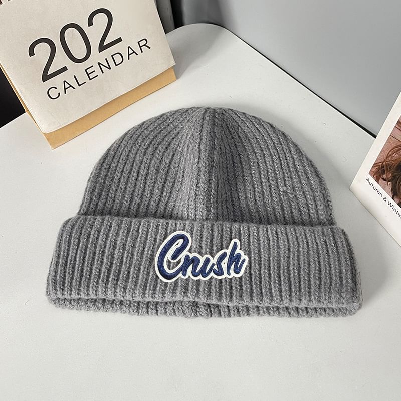 Knit Applique Lettering Beanie