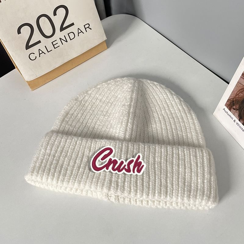 Knit Applique Lettering Beanie