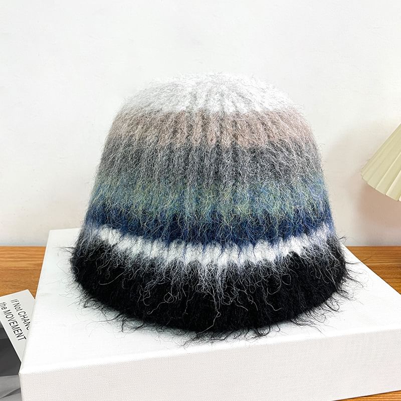 Hat Bucket Striped Knit