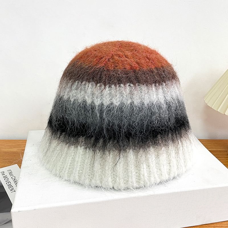 Hat Bucket Striped Knit