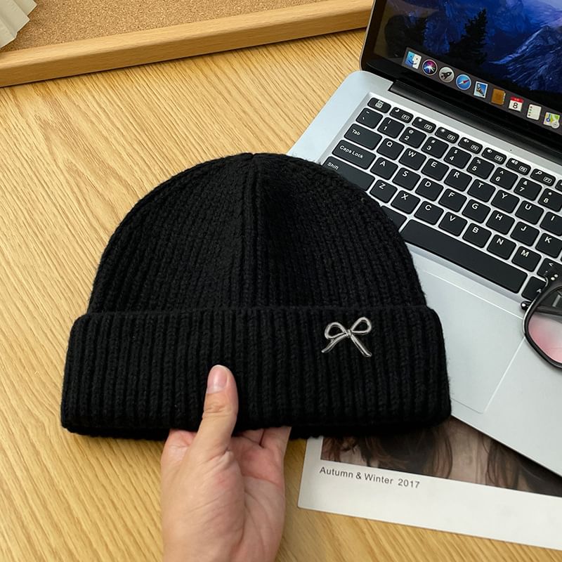 Beanie Metal Knit Bow
