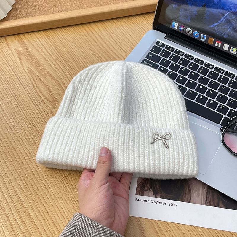 Beanie Metal Knit Bow