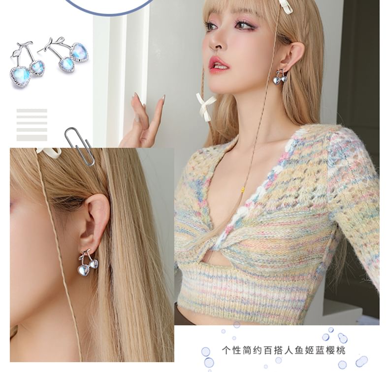 Stud Cherry / Heart Earring Clip-On