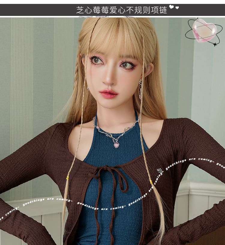 Heart Necklace Strawberry Rhinestone