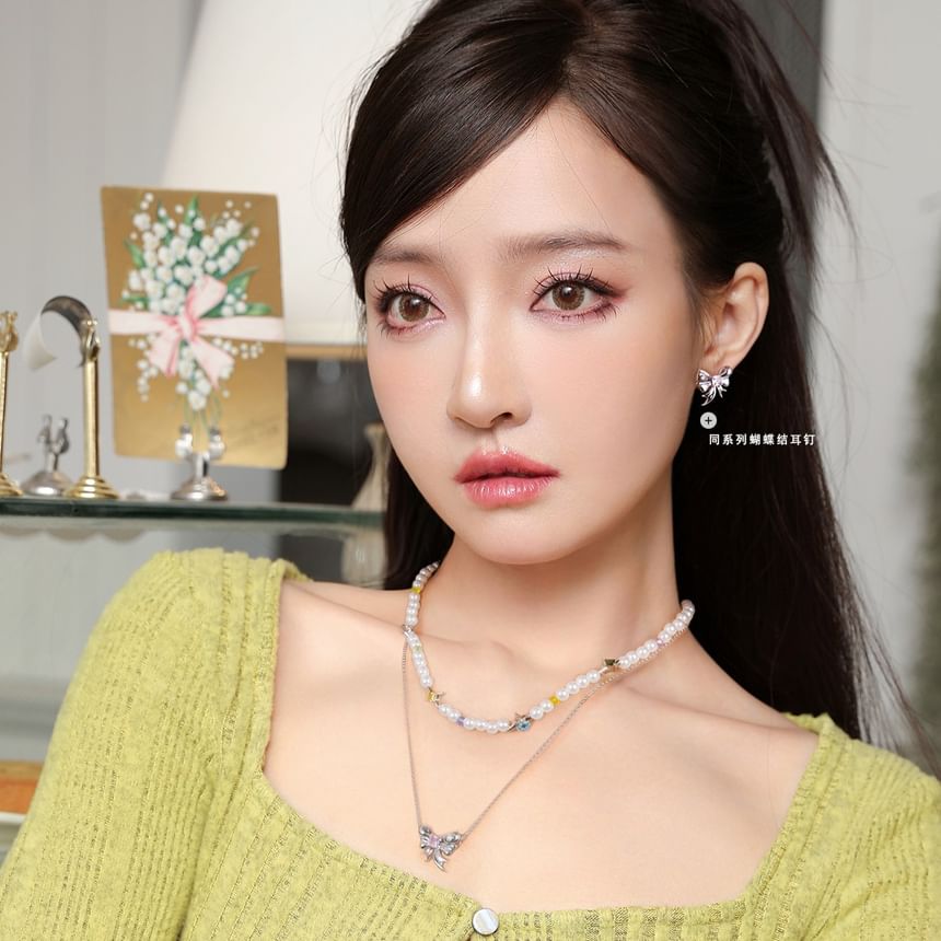 Necklace Layered Ribbon