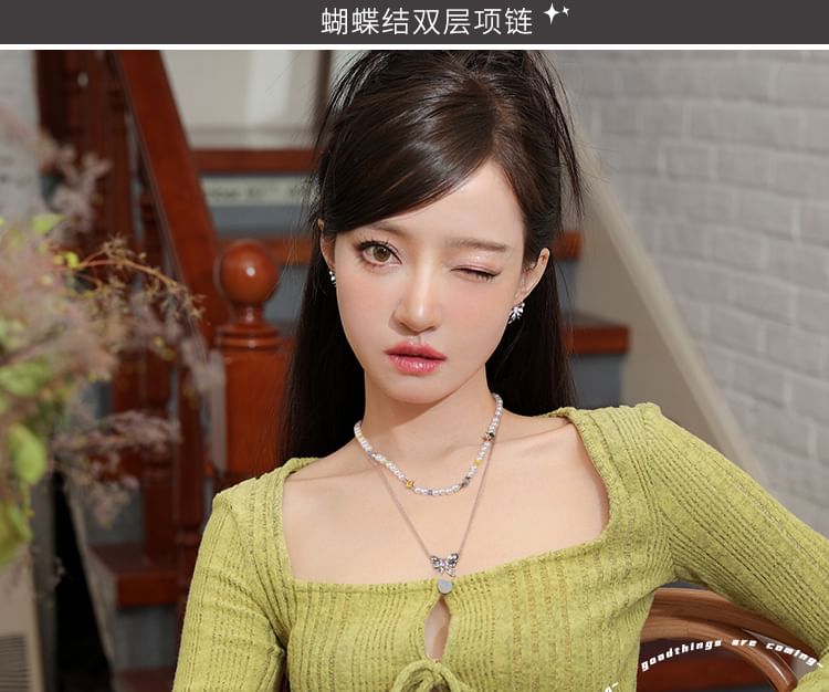 Necklace Layered Ribbon