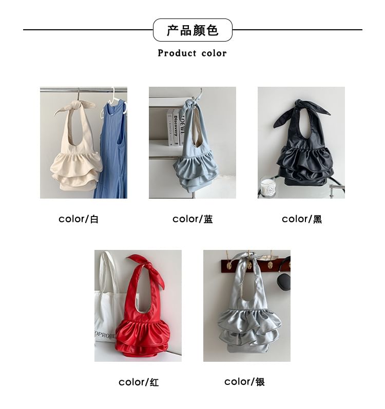 Leather Ruffle Tote Bag Faux