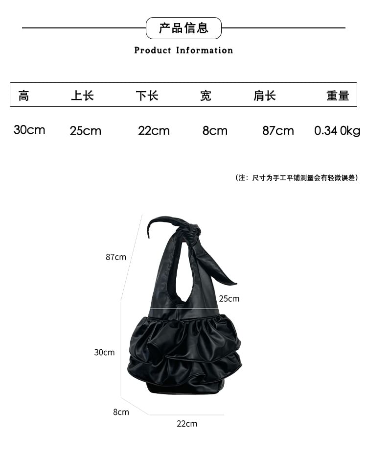 Leather Ruffle Tote Bag Faux