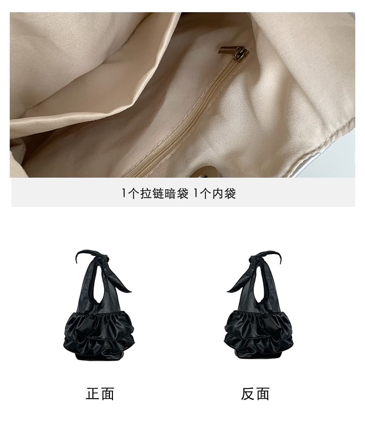 Leather Ruffle Tote Bag Faux