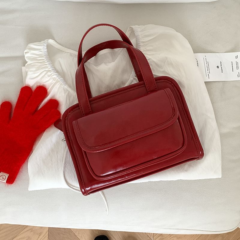 Faux Crossbody Leather Bag Multi-Pocket