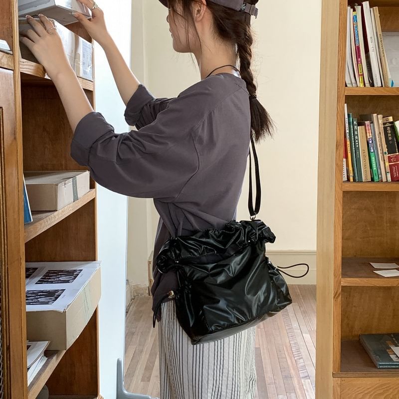 Drawstring Bag Ruched Shoulder