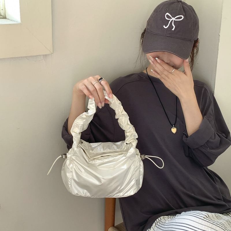 Drawstring Bag Ruched Shoulder