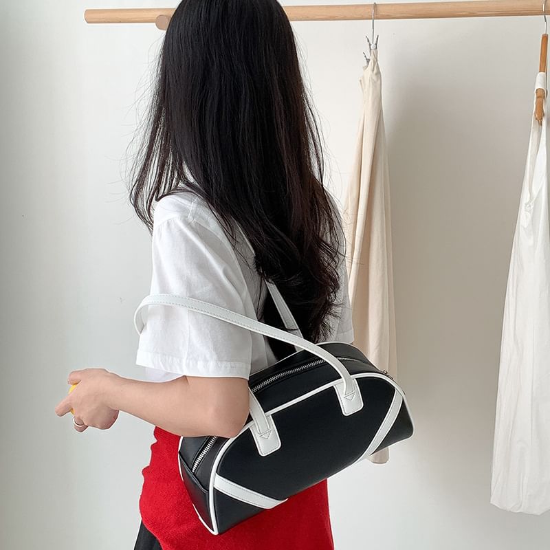 Bag Faux Leather Bowler Striped