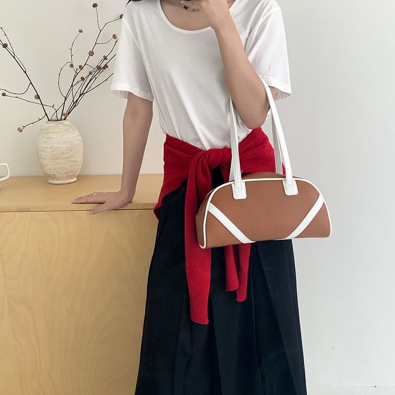 Bag Faux Leather Bowler Striped