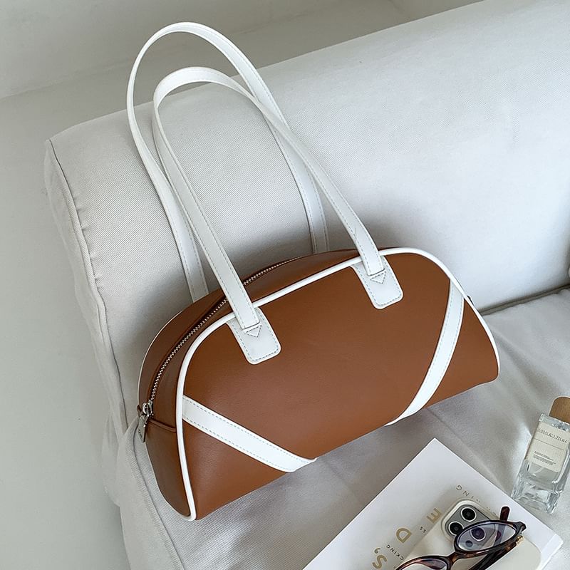 Bag Faux Leather Bowler Striped